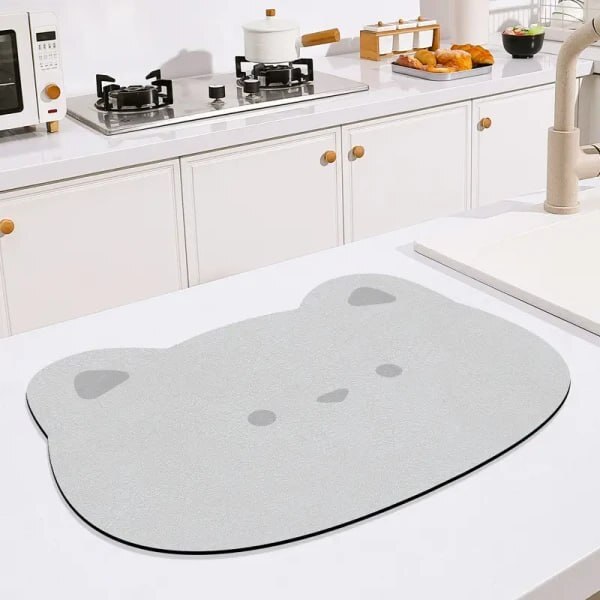 BEAR SHAPE DISH DRYING WATER ABSORBMENT MAT FOR KITHCHEN