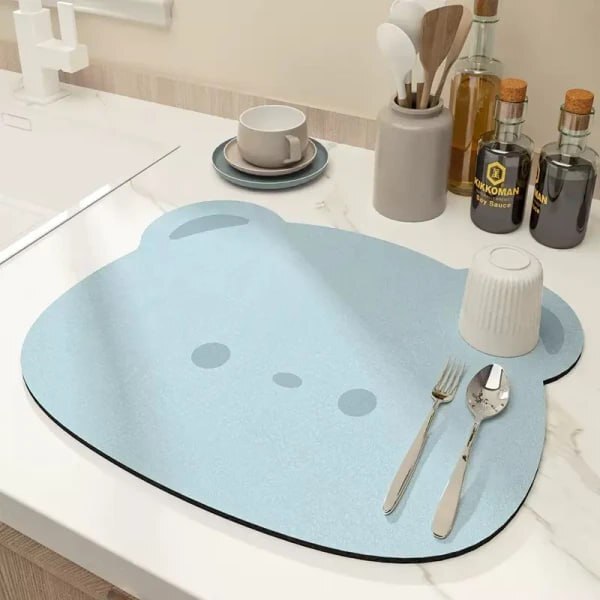 BEAR SHAPE DISH DRYING WATER ABSORBMENT MAT FOR KITHCHEN