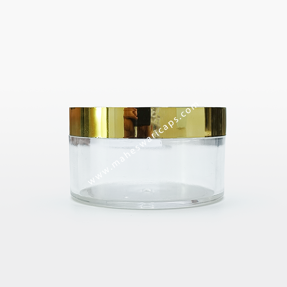 200gm Acrylic Transparent Jar with Gold Cap