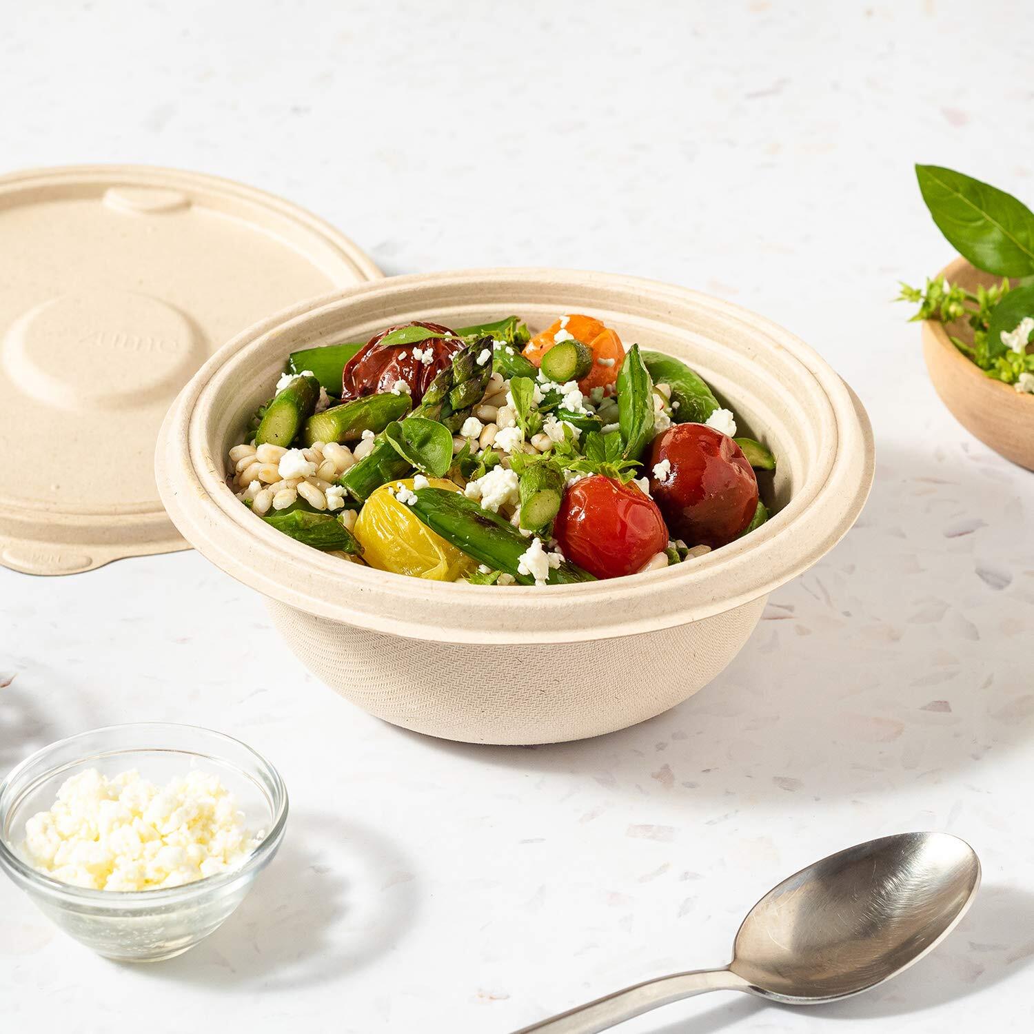 500ML Premium Sugarcane Bagasse Meal Bowl with Lid