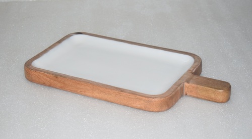 Wooden Rectangular Chopping Board With White Enamel