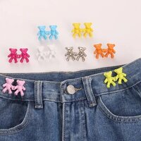 1 Pair Cute Bear Snap Buckles - Durable Plastic, 5x4.5 Cm, Brown Beige White | Quick Release, Lightweight, Matte Finish