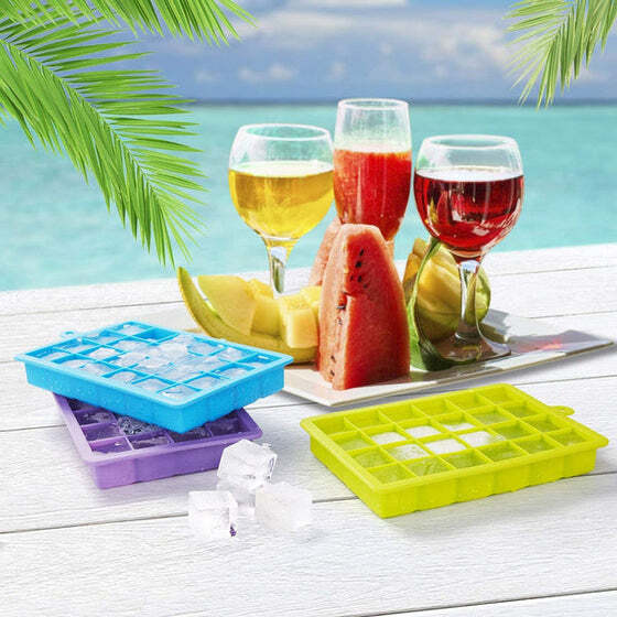 SILICONE ICE CUBE TRAYS 24 CAVITY PER ICE TRAY