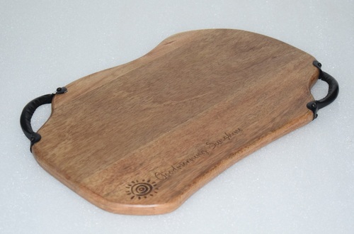 16 Inch Wooden Chopping Board With Metal Handle