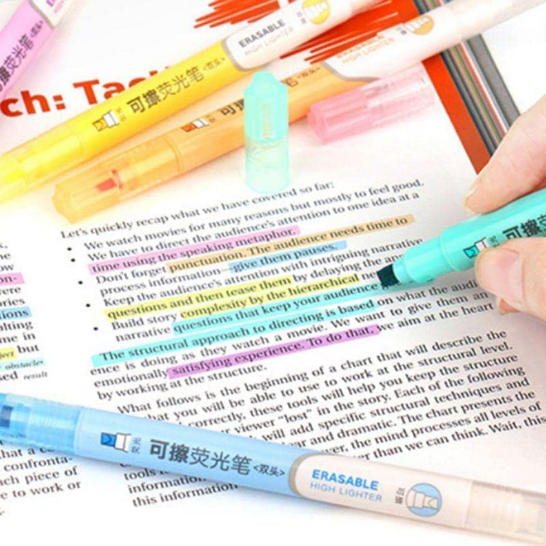 Eraseable highlighter pen