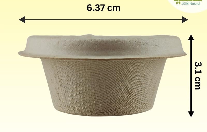 60ML Premium Sugarcane Bagasse Dip Bowl with Lid