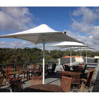 Single Pole Gazebo Tensile Structure - Pvc Panel Roof, Custom Dimensions, White Color | Pole-fitted Connection, Versatile Use For Hotels, Villas, Warehouses, And Workshops