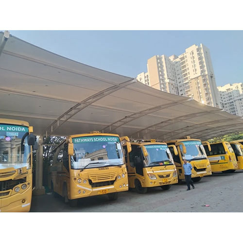 White Mild Steel Tensile Bus Parking Shed