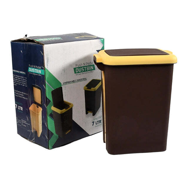 PLASTIC PUSH N PEDAL DUSTBIN PLASTIC KITCHEN WASTE BIN WITH LID 1668