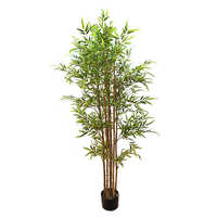 Durable 6 Ft Natural Bamboo Stick With Artificial Leaves With Pot