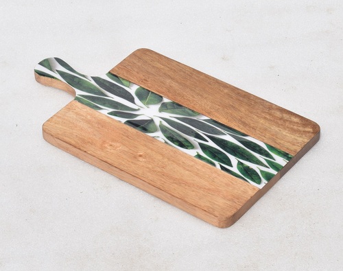 Wooden Chopping Board With Leaf Enamel