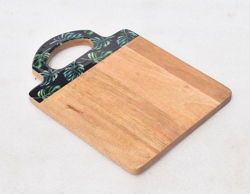 Wooden Chopping Board With Black Printed Enamel