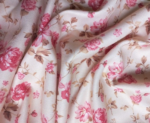 Madhav fashion Floral Pink Poly Pashmina Print fabric