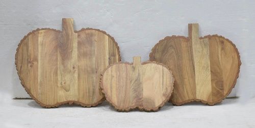 Set of 3 Wooden Apple Chopping Board With Bark