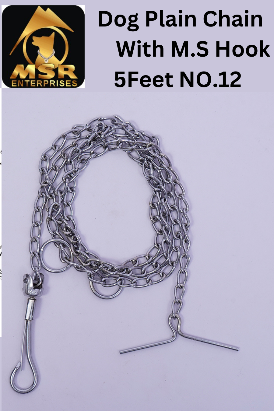 Plain Twisted Iron Dog Chain With MS Hook