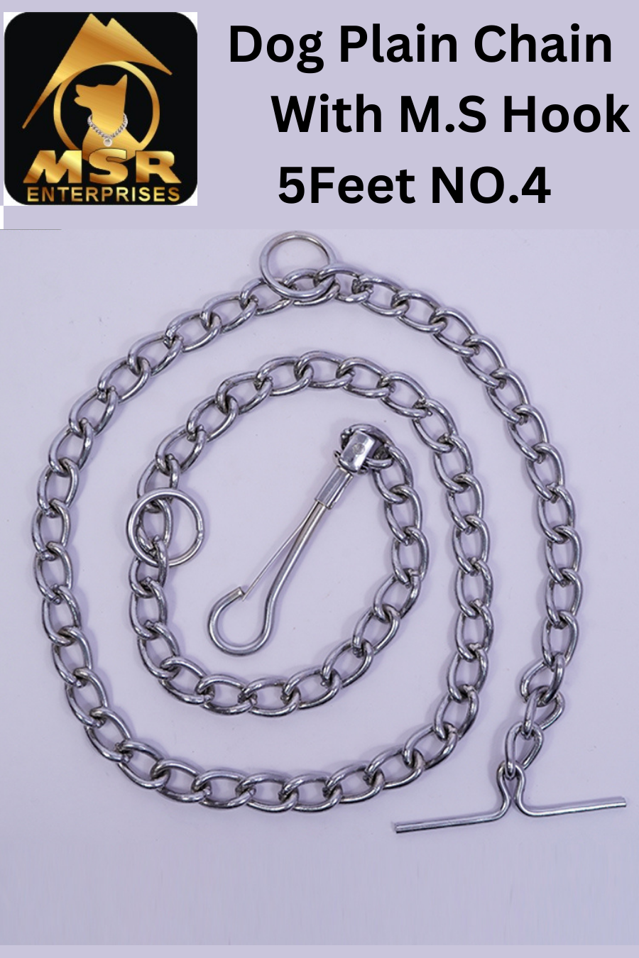 Plain Twisted Iron Dog Chain With MS Hook