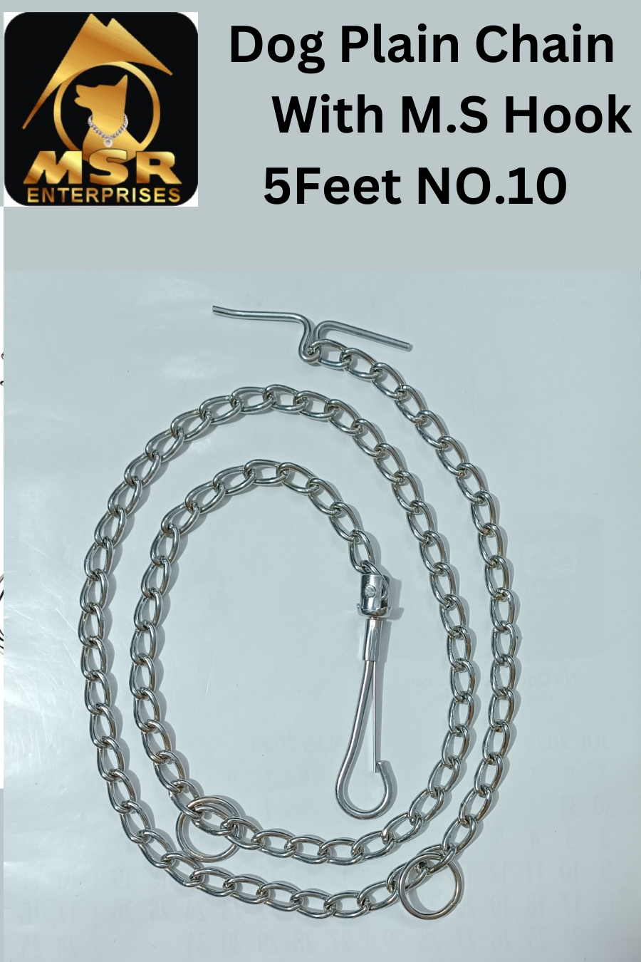 Plain Twisted Iron Dog Chain With MS Hook