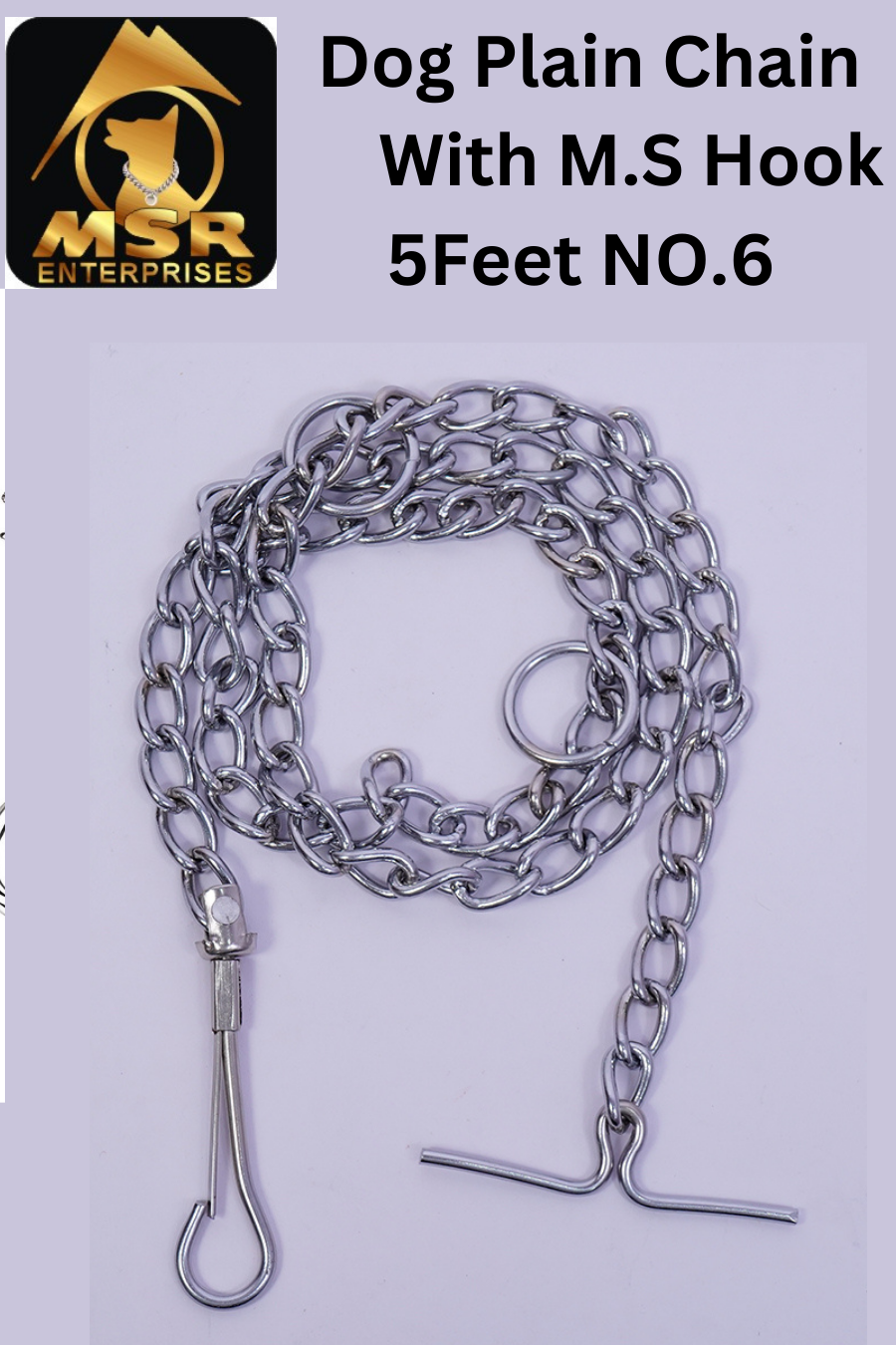 Plain Twisted Iron Dog Chain With MS Hook