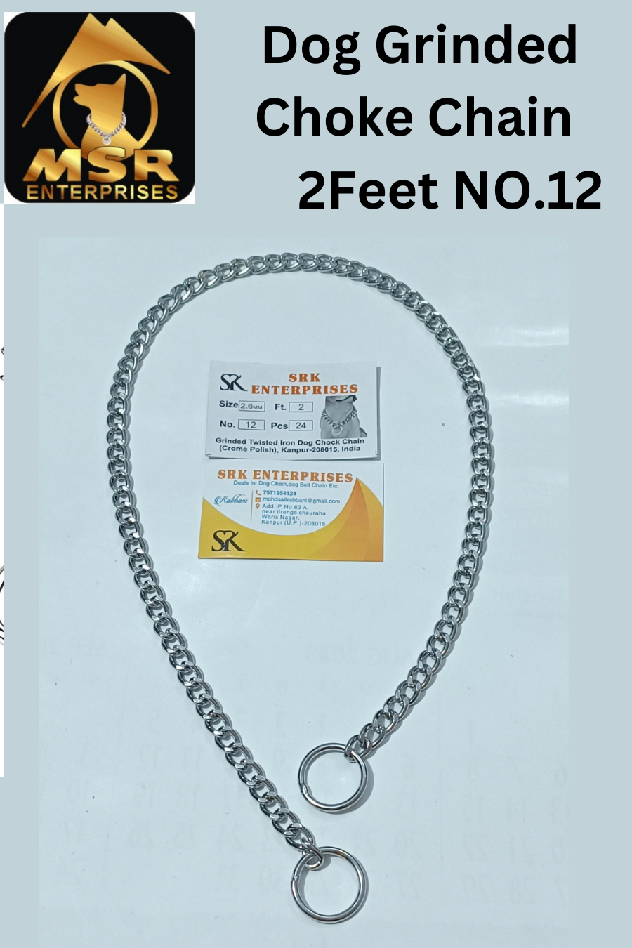 2 Feet Grinded Twisted Iron Dog Choke Chain