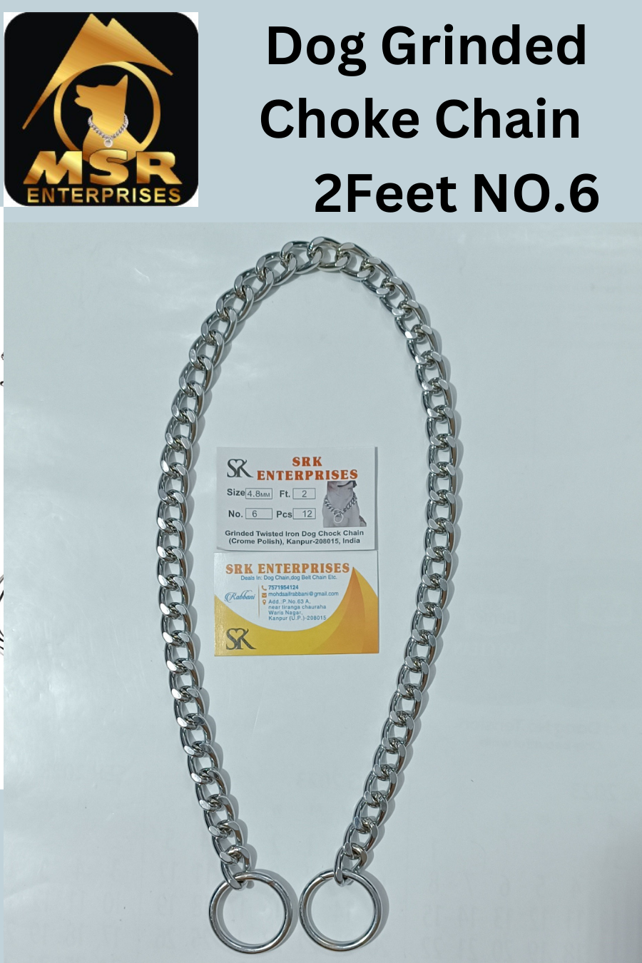 2 Feet Grinded Twisted Iron Dog Choke Chain