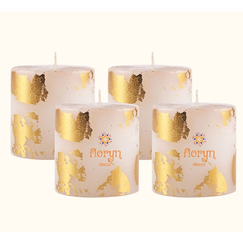 2.5 x 2.5 inches Unscented Gold Candles Set of 4