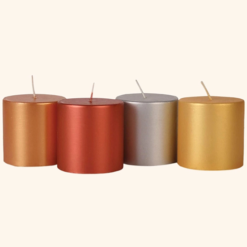 2.5 X 2.5 Inches Unscented Red Candles Set Of 4 - Material: Wax