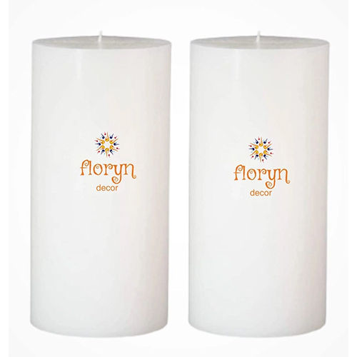 3 by 6 Inch Floryn Decor White Big Pillar Candles