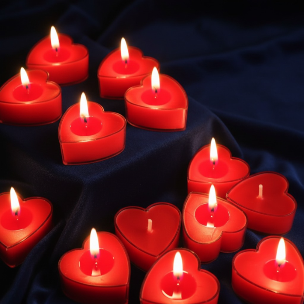 Heart Shape Tea Light - Color: Red