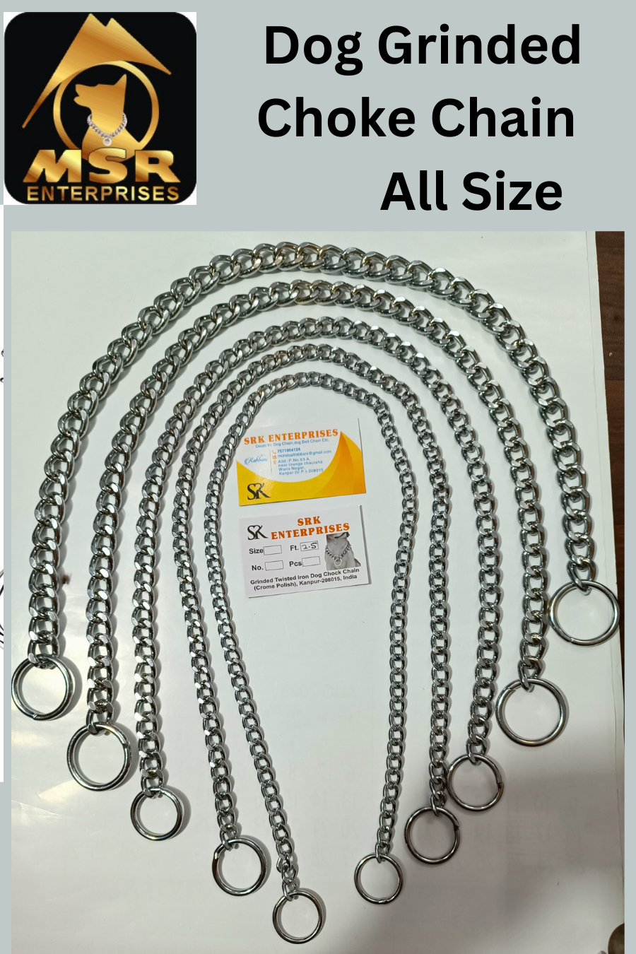 1.5 Feet Grinded Twisted Iron Dog Choke Chain