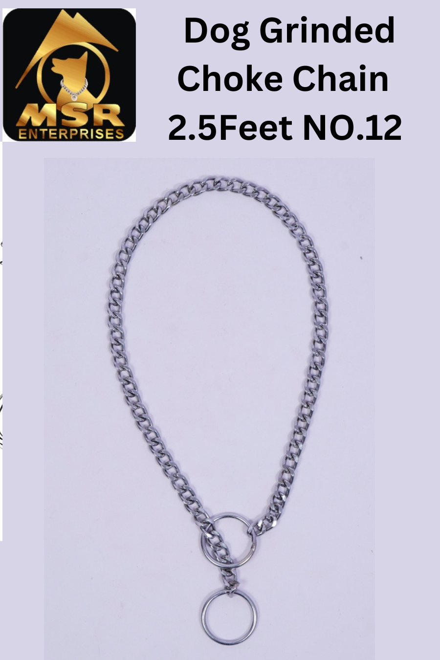 2.5 Feet Grinded Twisted Iron Dog Choke Chain