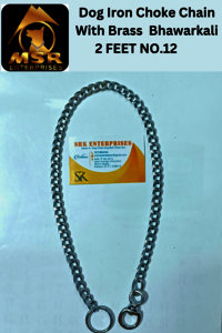 2 Feet Grinded Twisted Iron Dog Choke Chain With Brass Bhorkali