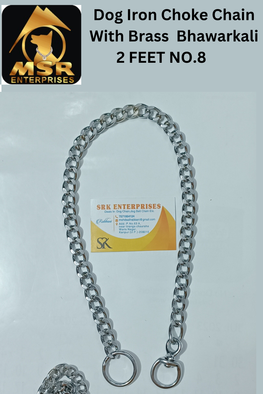 2 Feet Grinded Twisted Iron Dog Choke Chain With Brass Bhorkali