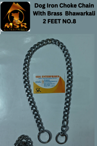 2 Feet Grinded Twisted Iron Dog Choke Chain With Brass Bhorkali