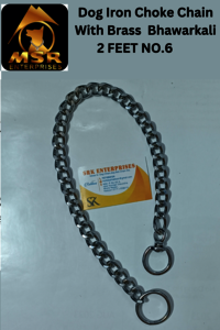 2 Feet Grinded Twisted Iron Dog Choke Chain With Brass Bhorkali