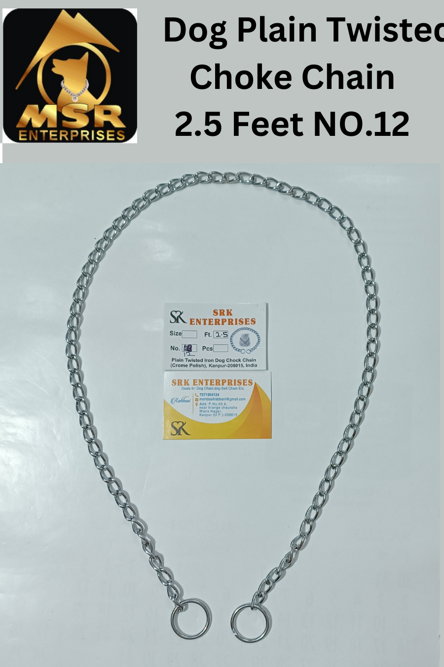 2.5 Feet Plain Twisted Iron Dog Choke Chain'