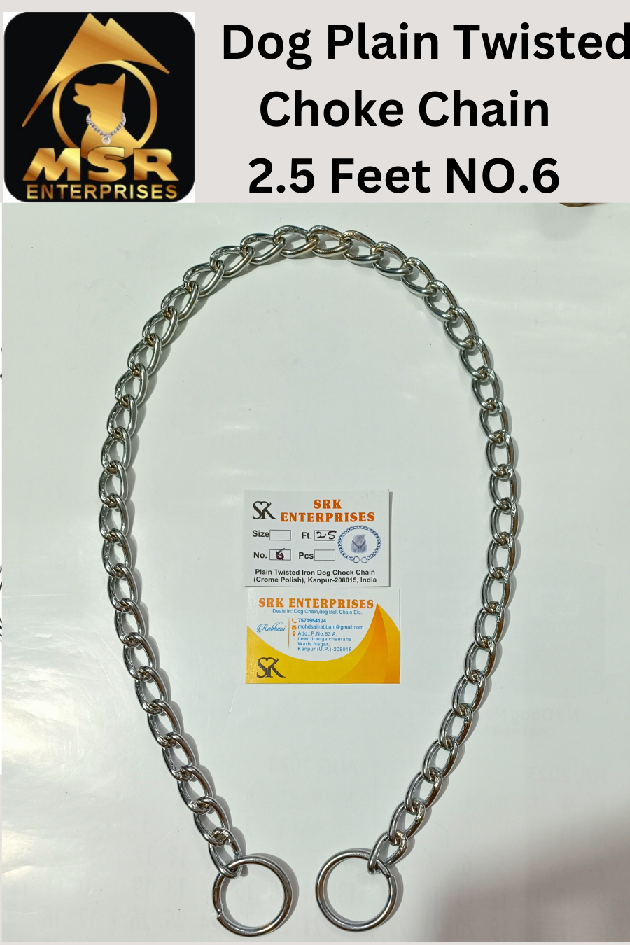 2.5 Feet Plain Twisted Iron Dog Choke Chain'