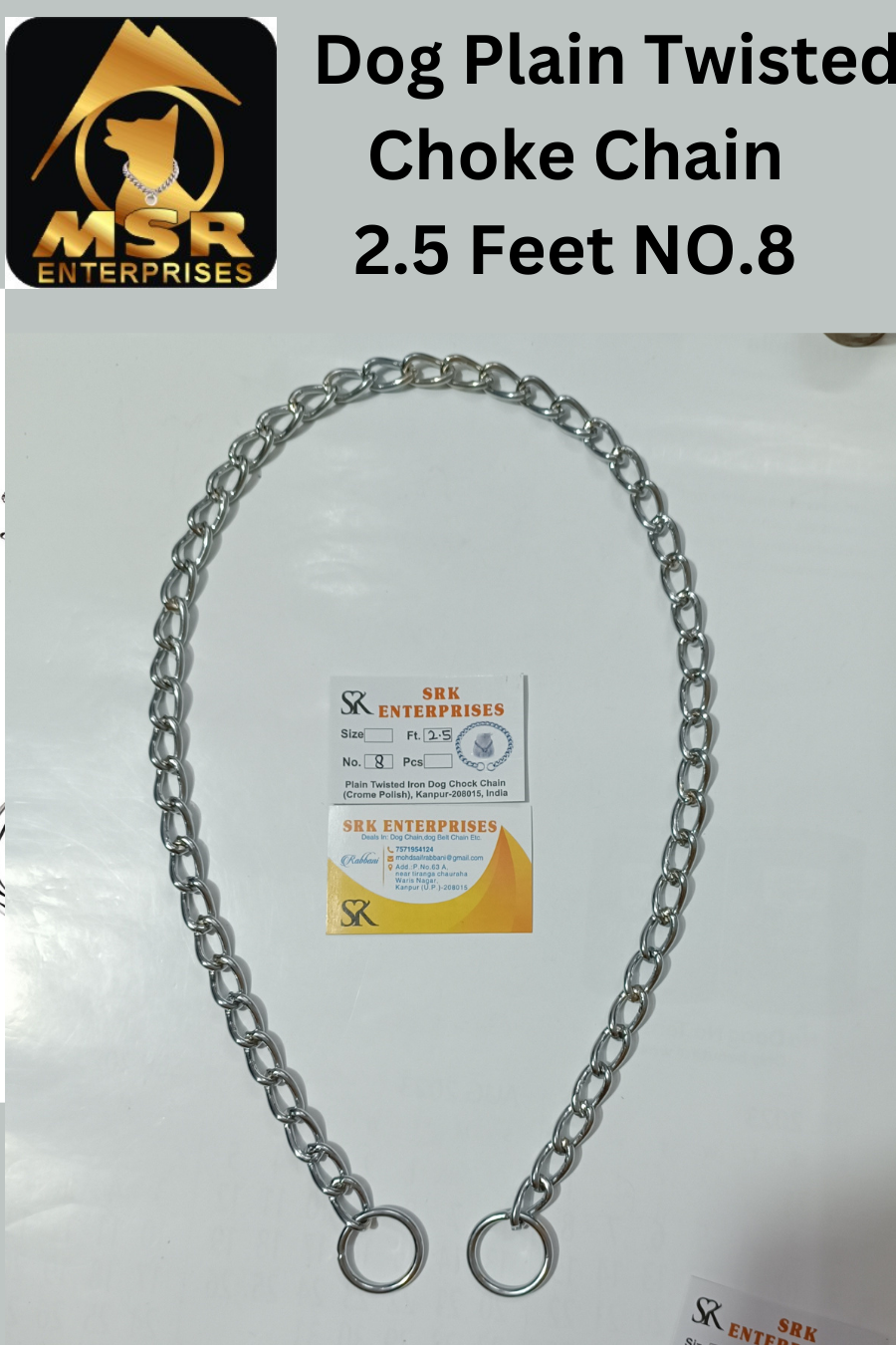 2.5 Feet Plain Twisted Iron Dog Choke Chain'