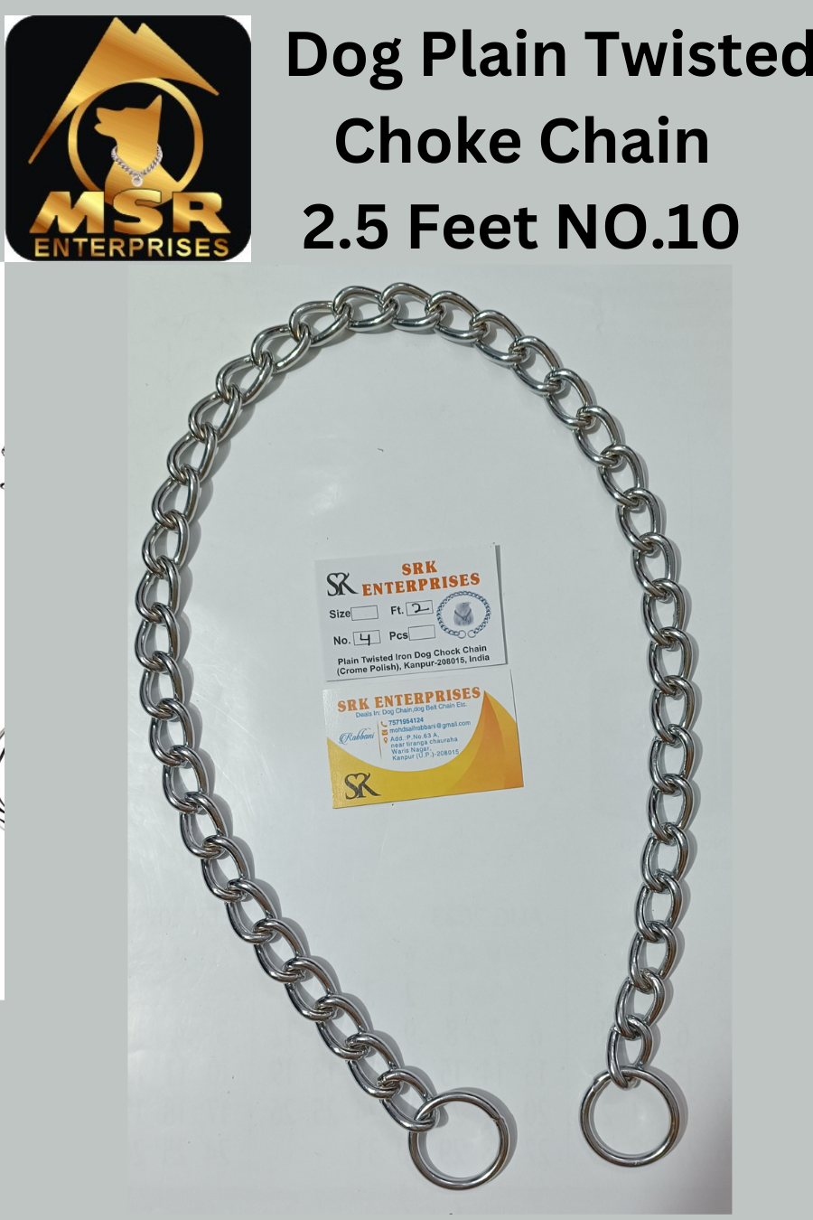 2.5 Feet Plain Twisted Iron Dog Choke Chain'