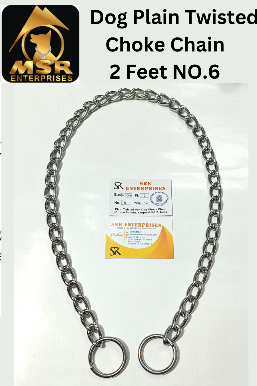 2 Feet Plain Twisted Iron Dog Choke Chain