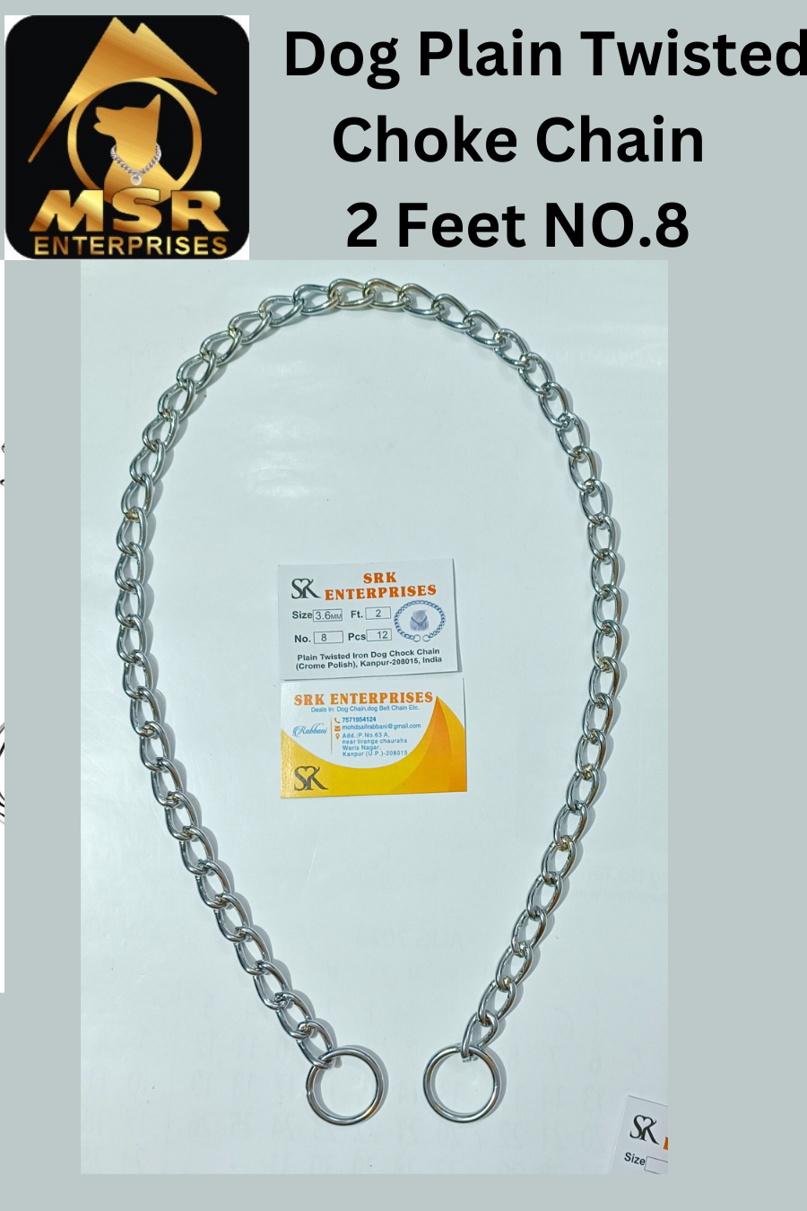 2 Feet Plain Twisted Iron Dog Choke Chain