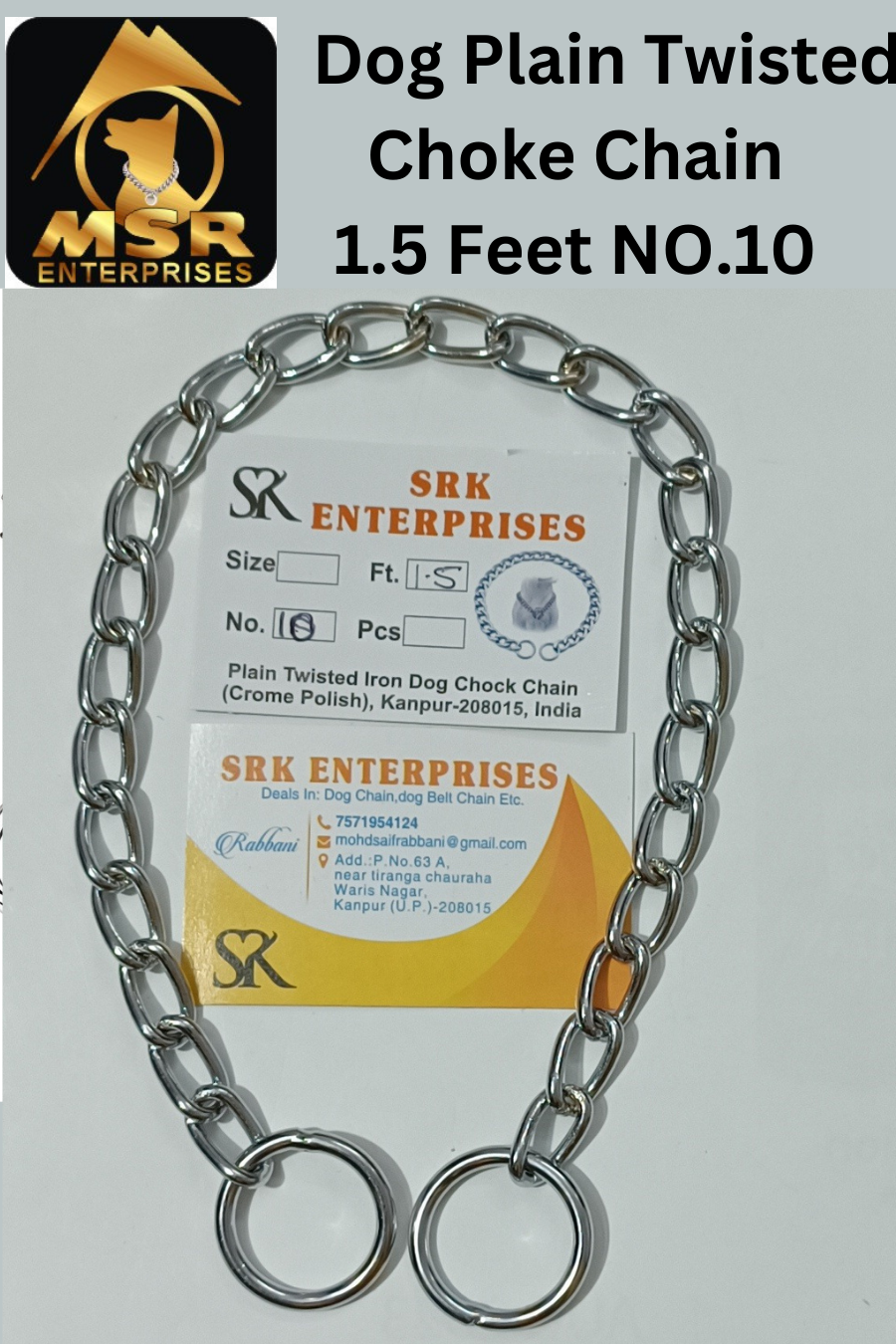 1.5 Feet Plain Twisted Iron Dog Choke Chain