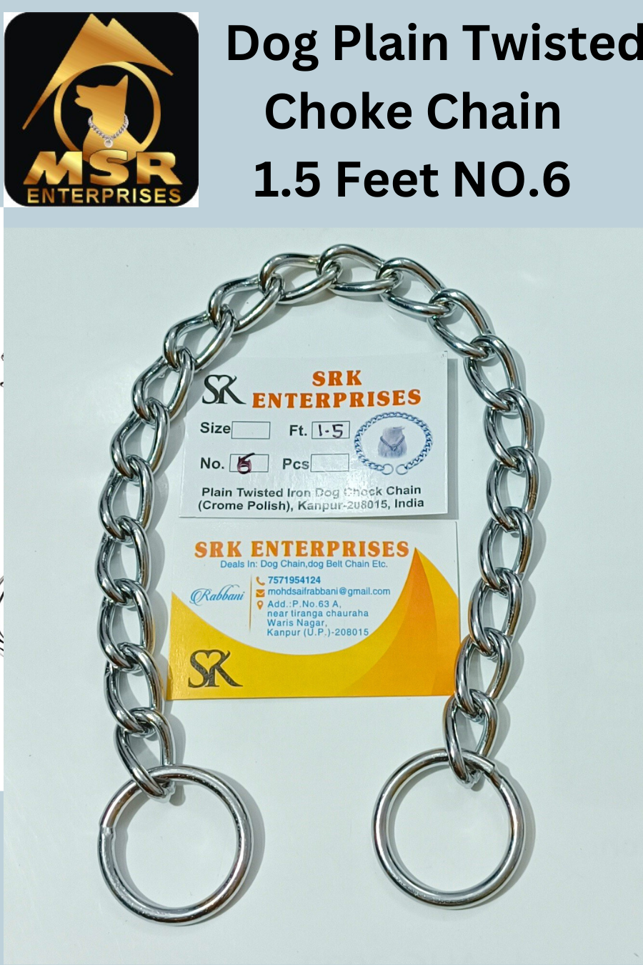 1.5 Feet Plain Twisted Iron Dog Choke Chain