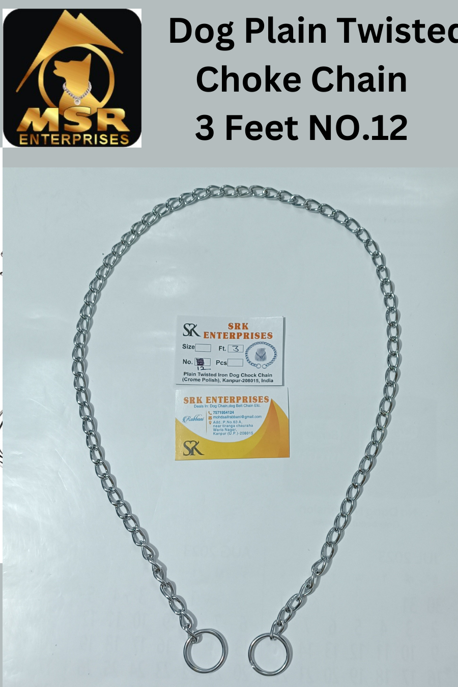 3 Feet Plain Twisted Iron Dog Choke Chain