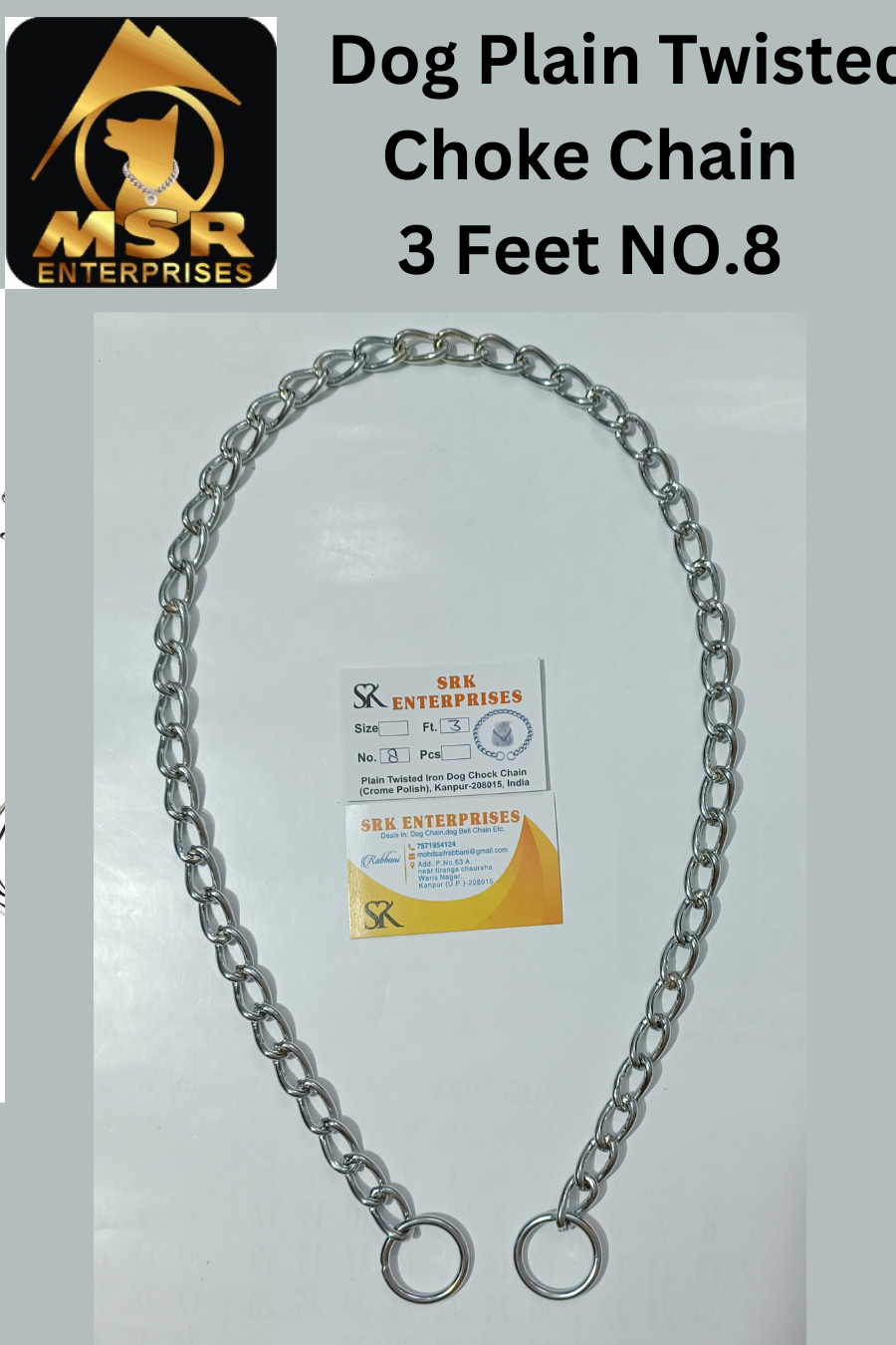 3 Feet Plain Twisted Iron Dog Choke Chain