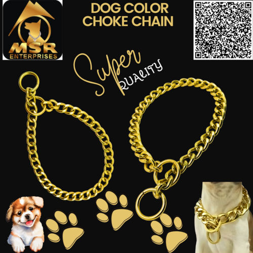 2 Feet Yellow Gold Ploish Grinded Twisted Iron Dog Choke Chain