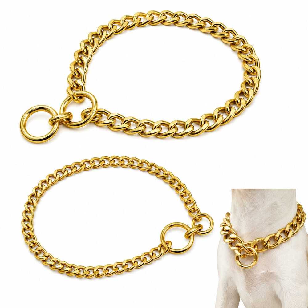 Dog Chain Choke Yellow Gold