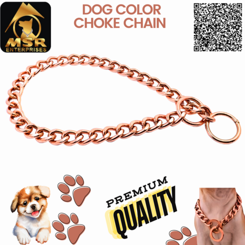 2 Feet Rose Gold Polish Grinded Twisted Iron Dog Choke Chain