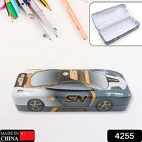 Car Shape Metal Compass Box, Pencil Case For Kids - Grey, Standard Size | Perfect Back-to-school Stationery Gift, Unique Design For Kids