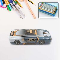 CAR SHAPE METAL COMPASS BOX, PENCIL CASE FOR KIDS