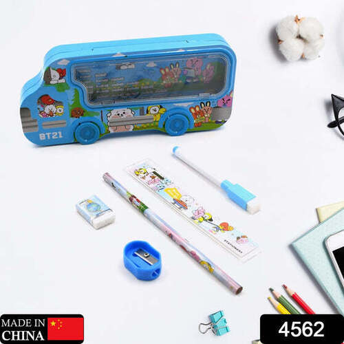 BUS SHAPE COMPASS BOX FOR BOYS, KIDS SCHOOL ACCESSORIES